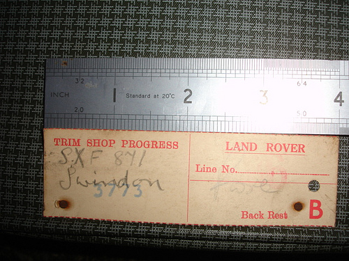 SXF871 Seat Label